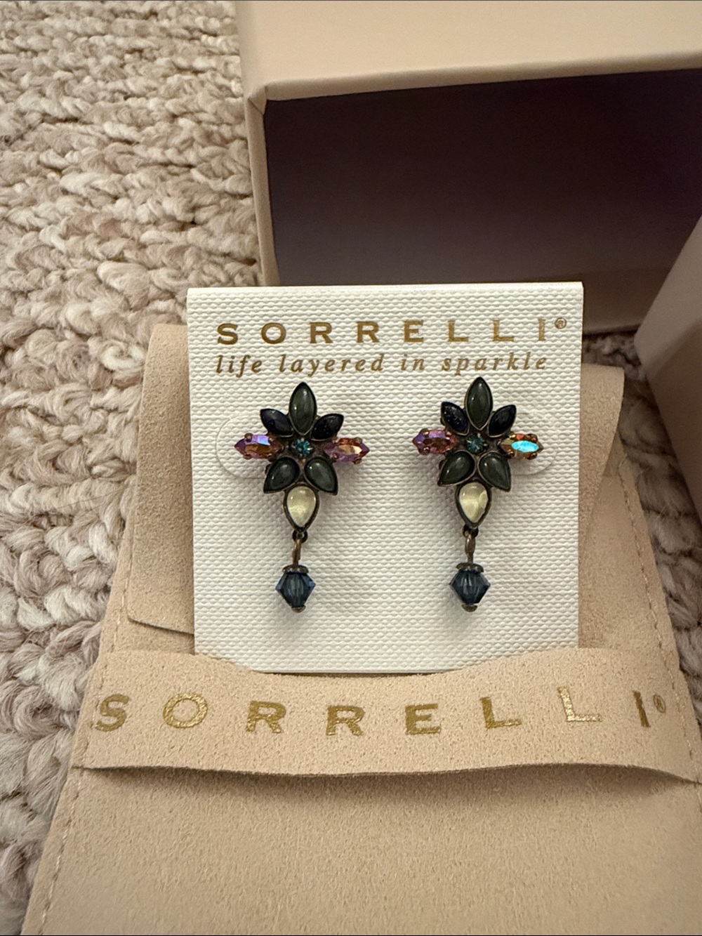 Sorrelli Green Floral Cluster Drop Earrings - Picture 2 of 7